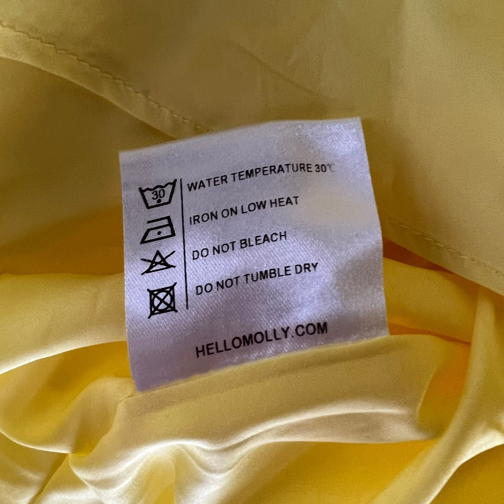 HelloMolly Dress Sz M Yellow Puff Sleeve Tiered Ruffle Mini Cottagecore Babydoll - Picture 9 of 13